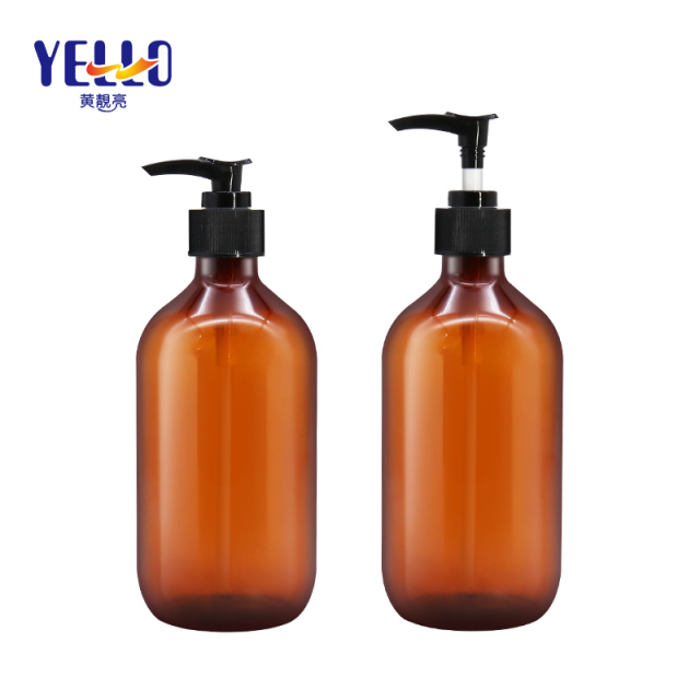 Wholesale 300ml 500ml Refillable Amber Shampoo Bottles With Pump