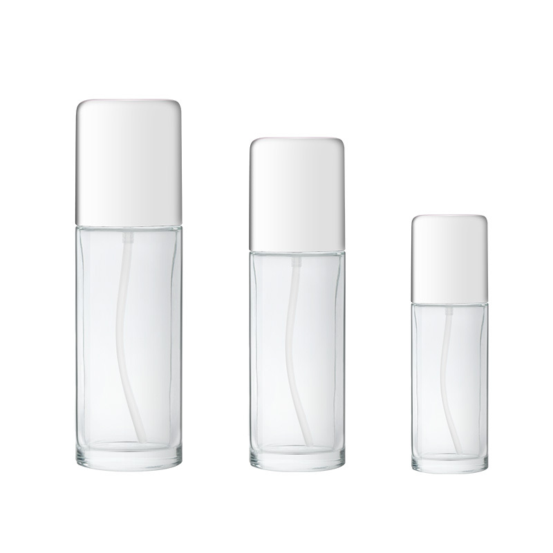 Skin Care Refillable Empty Glass Lotion Bottles With Pump 100 / 120Ml