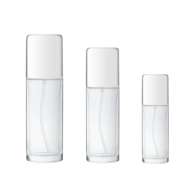 Skin Care Refillable Empty Glass Lotion Bottles With Pump 100 / 120Ml