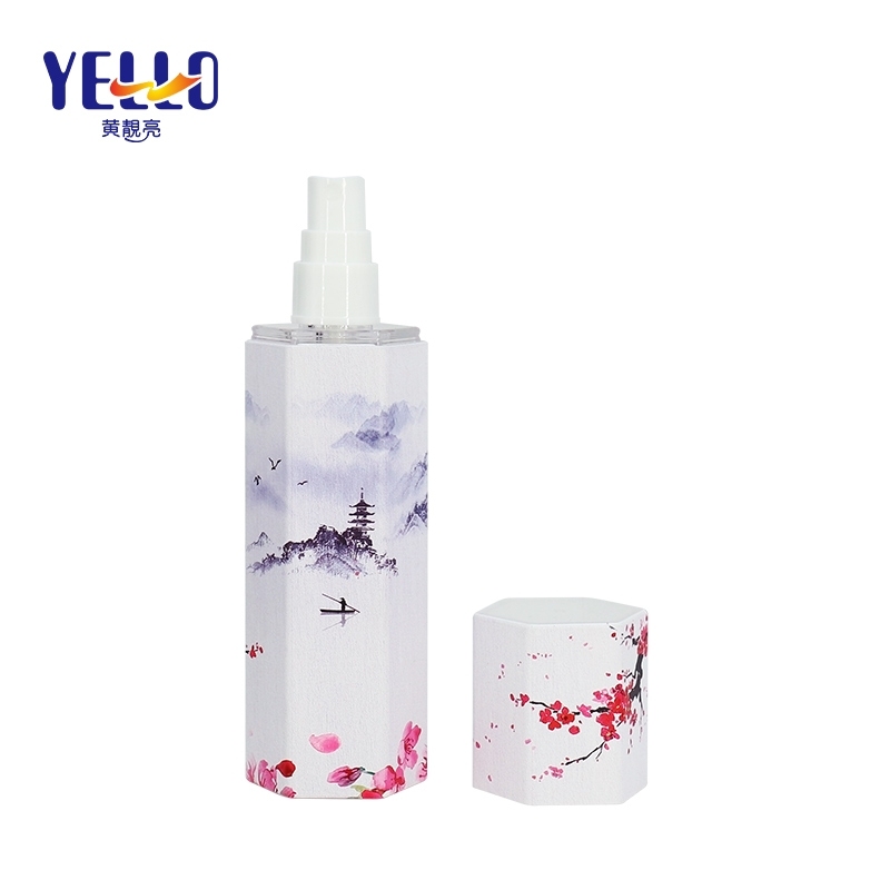 Unique Design Hexagon Empty Bottles and Jars for Skincare Set Chinese Style Printing