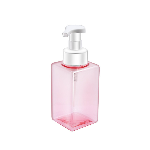 250ml Pink Square Bottles for Shampoo , Eco PETG material Lotion Bottle with Pump