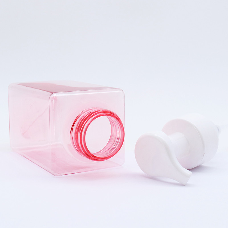 250ml Pink Square Bottles for Shampoo , Eco PETG material Lotion Bottle with Pump