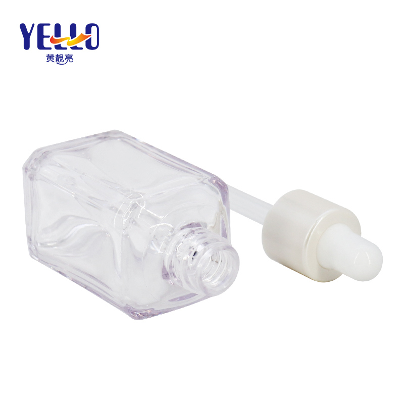 15ml mini Square Serum Bottles with Glass dropper , Transparent Essence Dropper Bottles