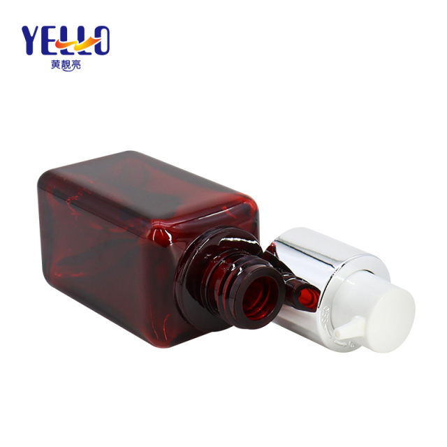 Red Square PET Lotion Bottles , Empty Plastic Bottles for Facial Serum