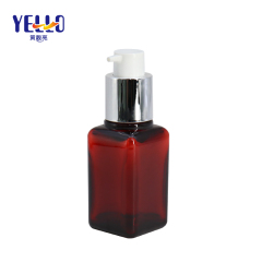 Red Square PET Lotion Bottles , Empty Plastic Bottles for Facial Serum