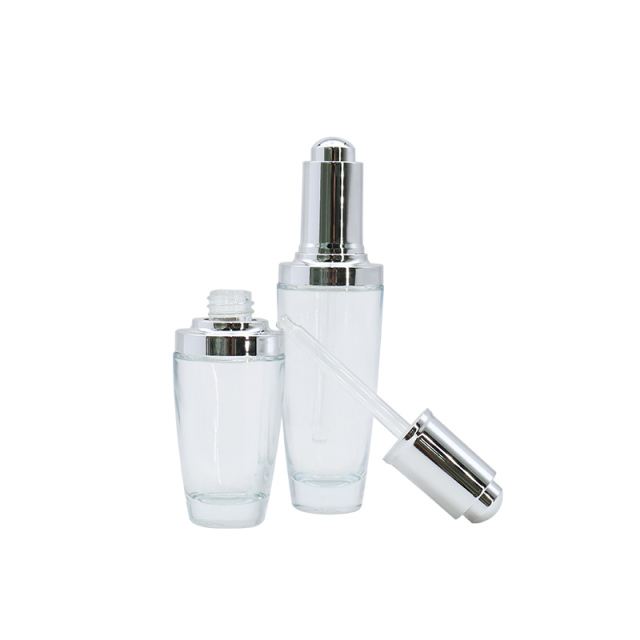 Silver Cap Dropping Bottles , Hair Essence Oil Glass Dropper Bottles Wholesale