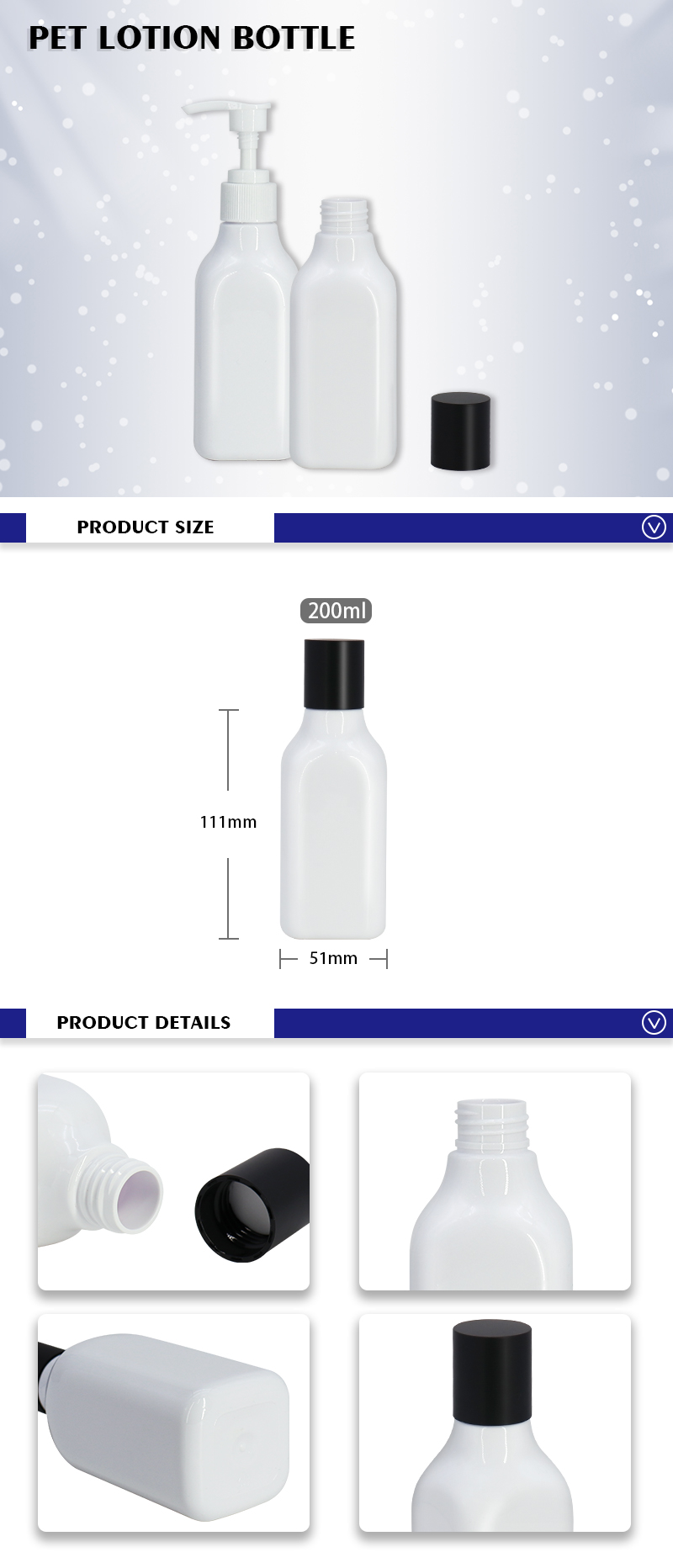 200ml White Containers for Hand Lotion , Body Lotion Bottle with Screw Cap