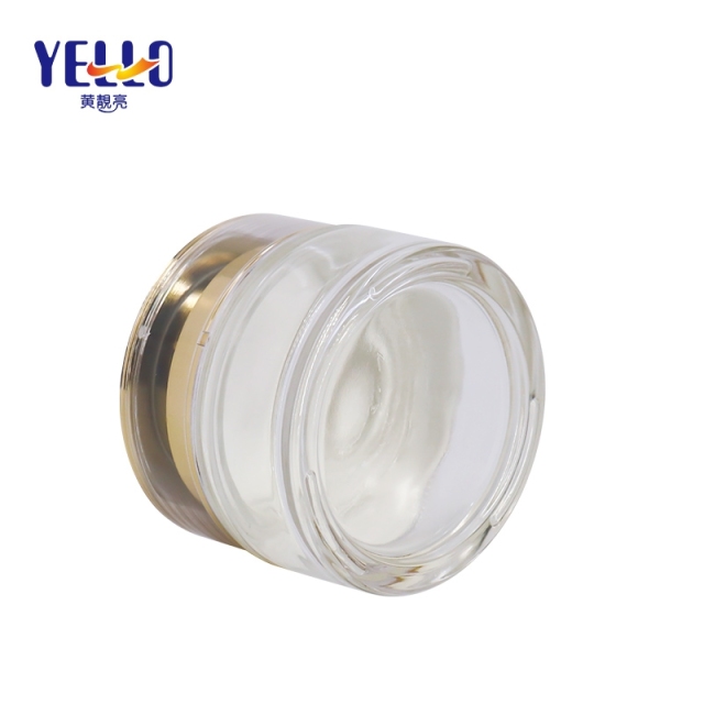 50g Face Cream Cosmetic Containers / Luxury Glass Cosmetic Jars For Cream