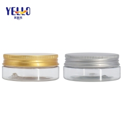 50g 250g Plastic Aluminum Cap Cosmetic Jars / Clear Black Cosmetic Scrub Cream Jars