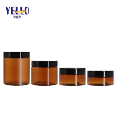 100g 250g Amber Plastic Cosmetic Jars / Empty Body Cream PET Jars Paste Pot
