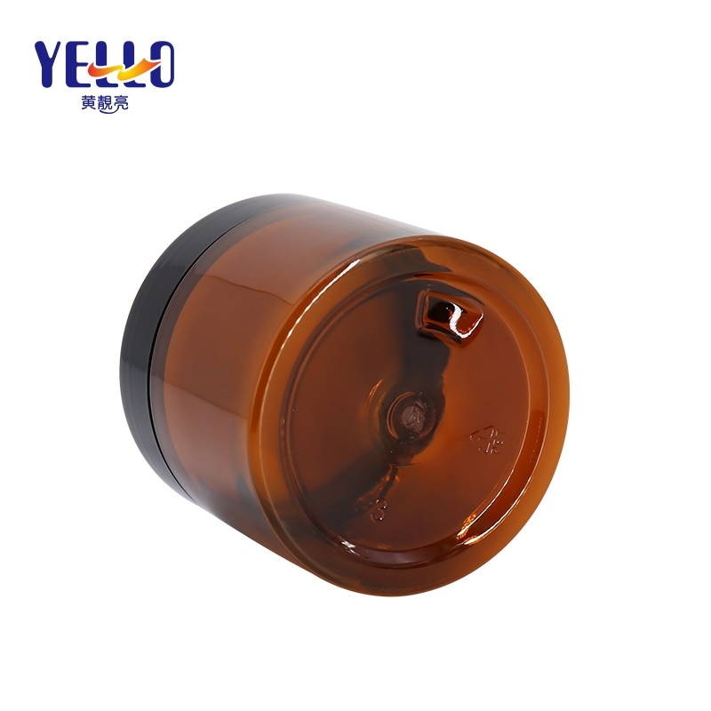 100g 250g Amber Plastic Cosmetic Jars / Empty Body Cream PET Jars Paste Pot