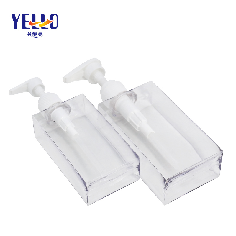 Clear Square Empty Lotion Bottles 200ml 300ml 500ml / PETG Clear Shampoo Shower Bottle