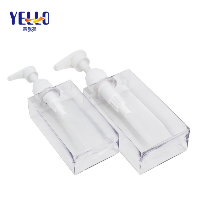 Clear Square Empty Lotion Bottles 200ml 300ml 500ml / PETG Clear Shampoo Shower Bottle