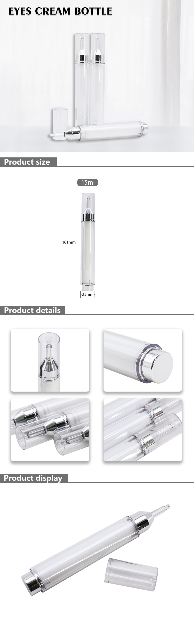 Luxury Acrylic Lotion Bottles Private Customs / 15ml Eye Cream Bottle Tube In PMMA
