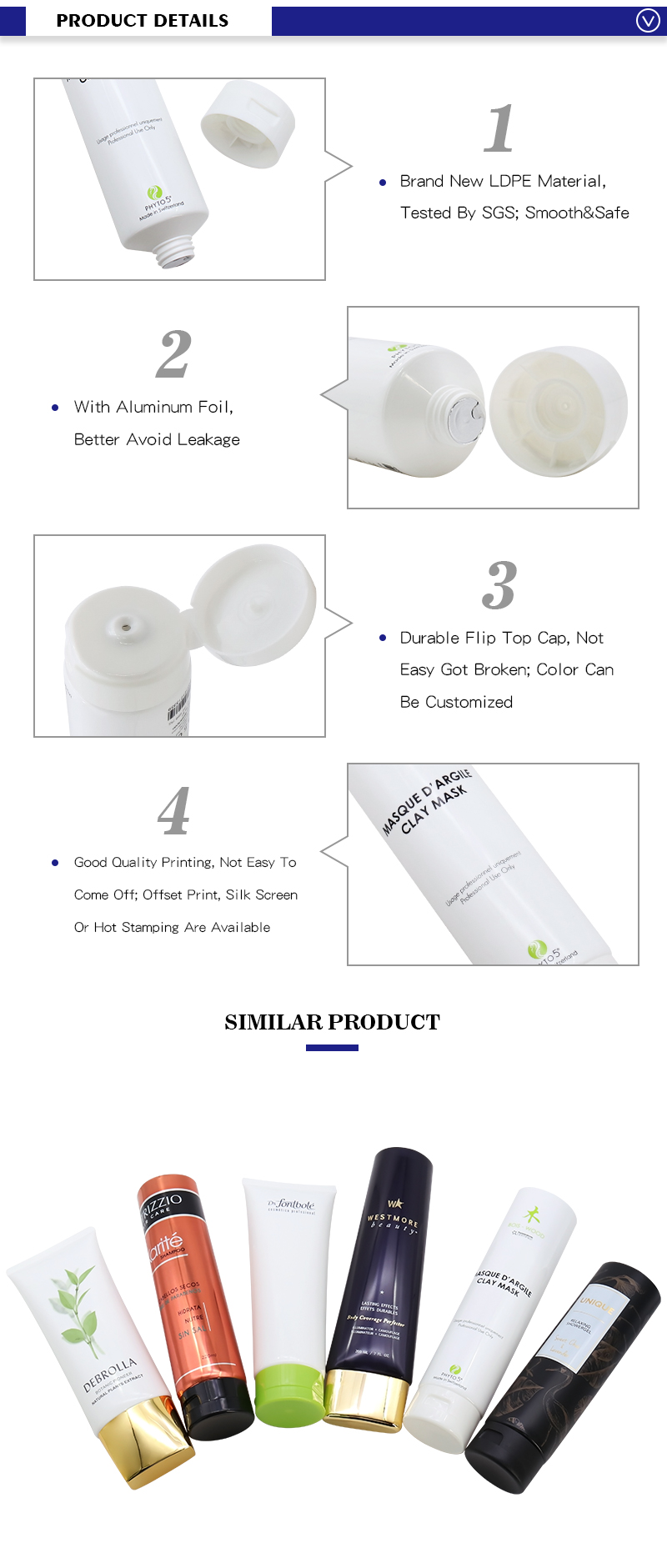 250ml 8oz Cosmetic Squeeze Tubes / White Flip Top Cap Lotion Tubes