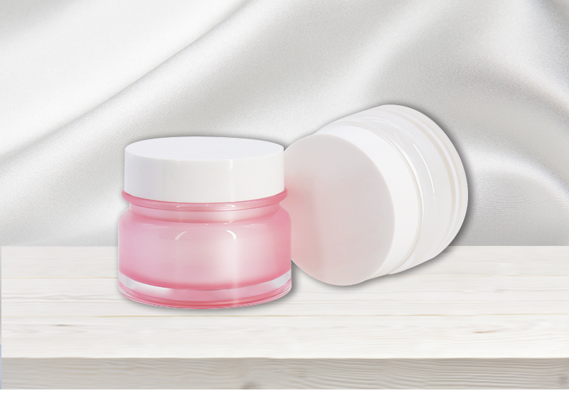 Refillable 30g 50g Acrylic Jars For Cosmetics Pink Color Custom Logo