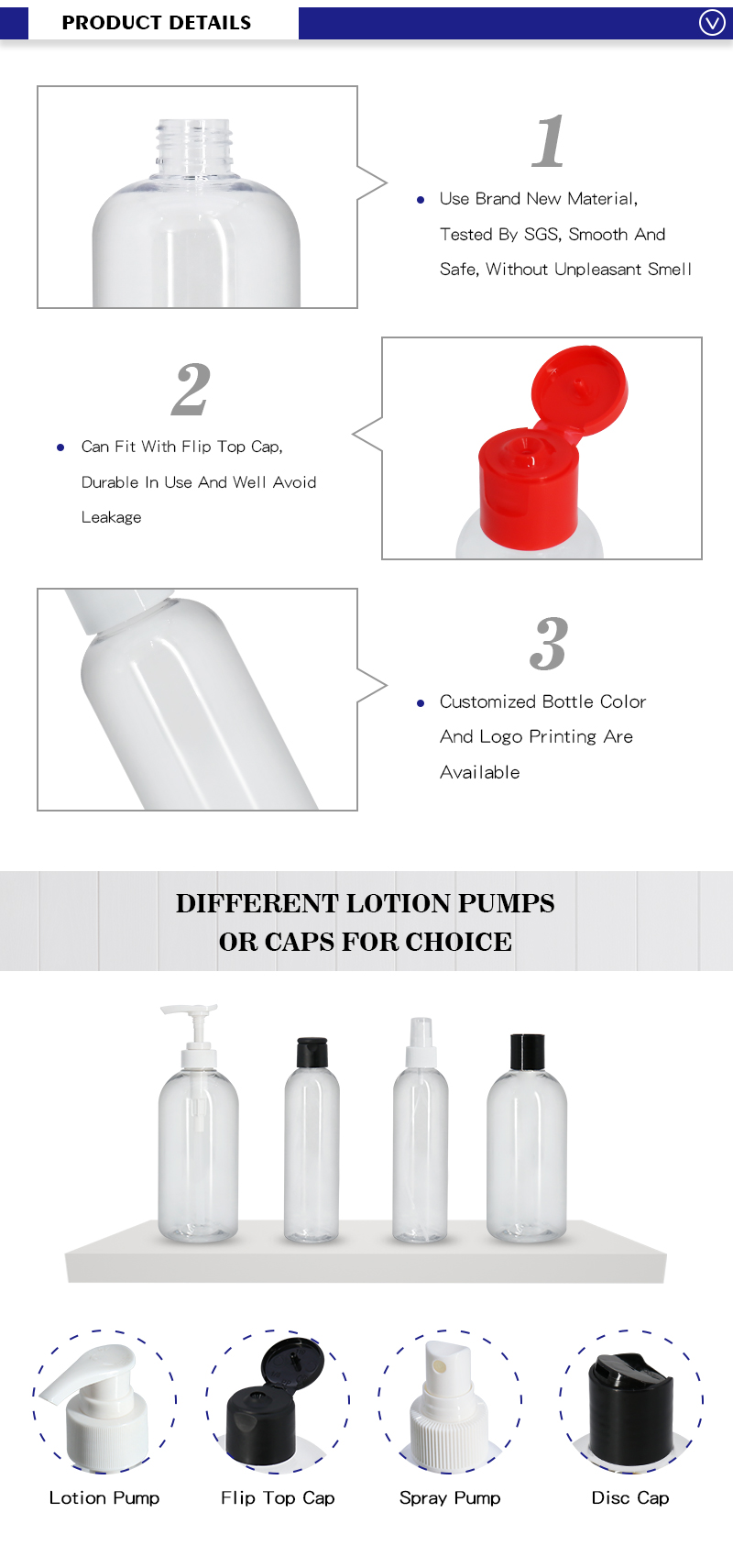 Clear Plastic Sanitizer Spray Bottle 50ml 100ml 200ml 250ml