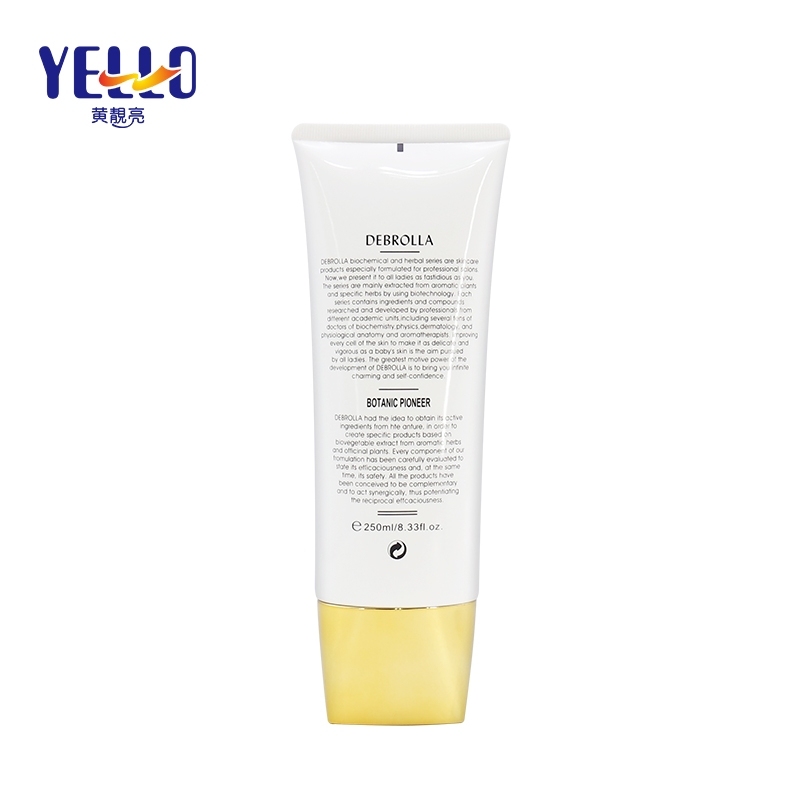 Oval Plastic Cosmetic Tube Packaging / 250ml 8.4 oz LDPE Cosmetic Squeeze Tubes With Gold Screw Cap