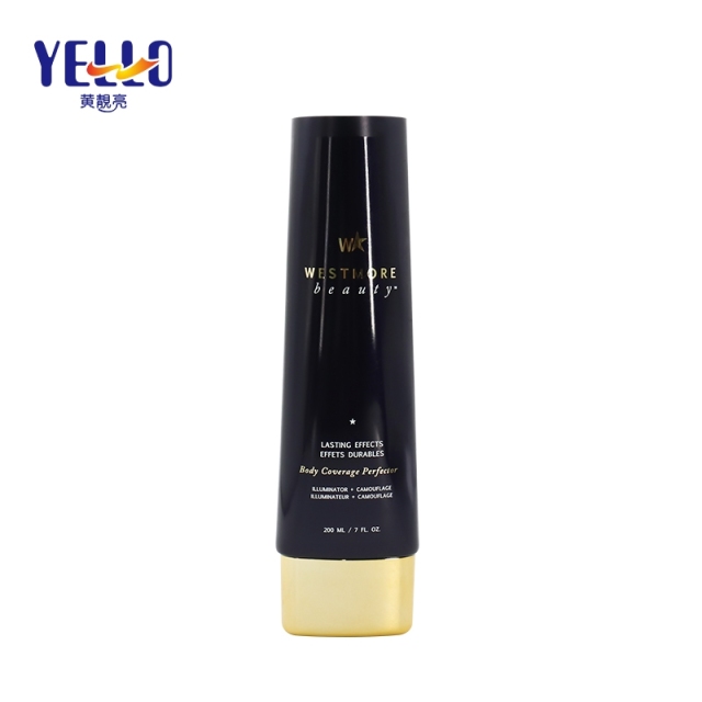 200ml 7 oz Black LDPE Plastic Lion Tubes / Flat Cosmetic Lotion Squeeze Tube
