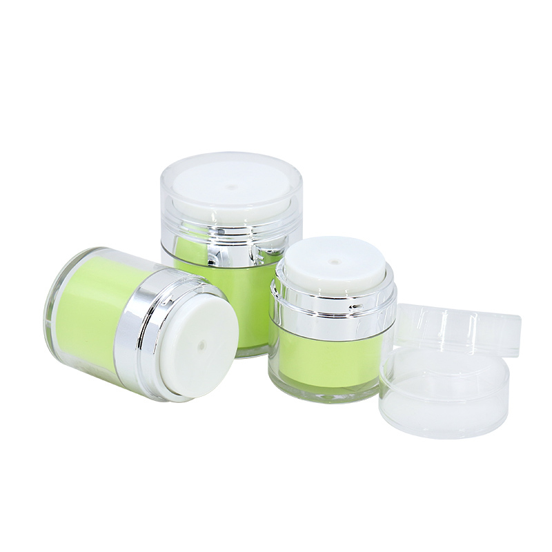 Luxury Green Acrylic Airless Pump Container Cream Jar 15G 30G 50G
