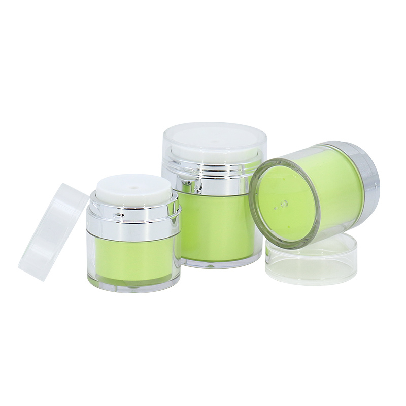 Luxury Green Acrylic Airless Pump Container Cream Jar 15G 30G 50G