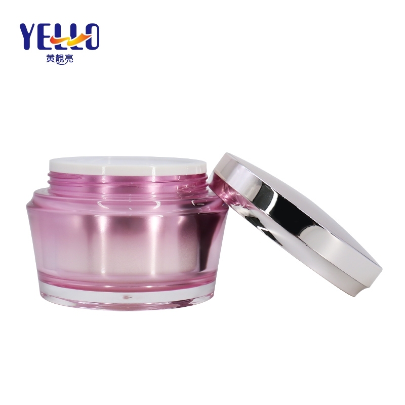 Acrylic Cosmetic Cream Jar Double Wall With Silver Plating Cap
