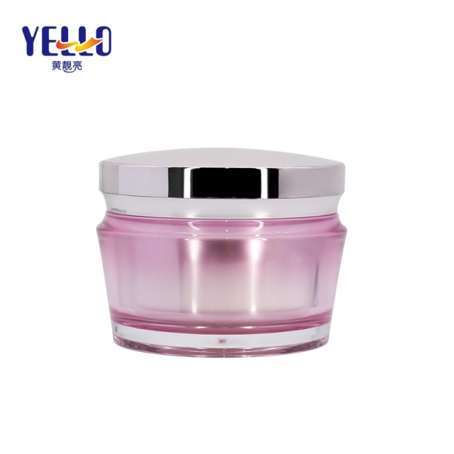 Acrylic Cosmetic Cream Jar Double Wall With Silver Plating Cap