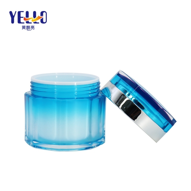 Empty Face Cream Containers , Golden / Blue Color Clear Cosmetic Jars