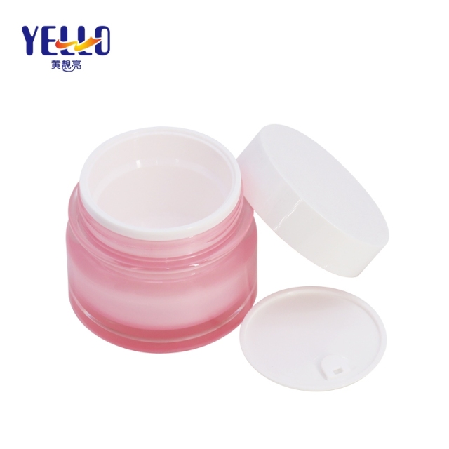 Refillable 30g 50g Acrylic Jars For Cosmetics Pink Color Custom Logo