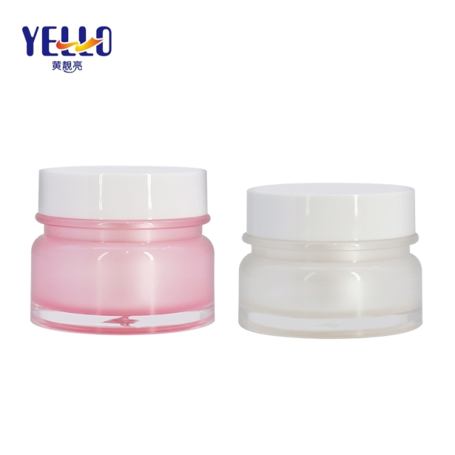 Refillable 30g 50g Acrylic Jars For Cosmetics Pink Color Custom Logo