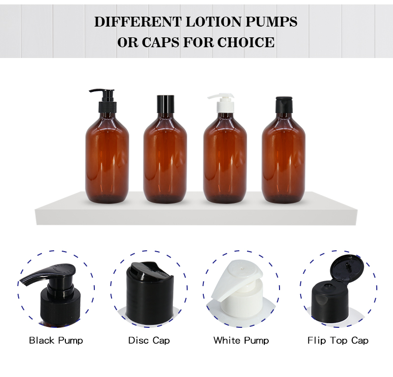500ml Amber Brown Frosted Shampoo Lotion Bottles Empty , Round Plastic Bottles