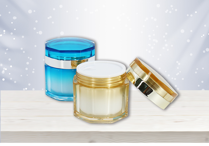 Luxury Gold Blue Acrylic Cream Cosmeitc Jars Wholesale , 95g Double Wall Face Cream Empty Container