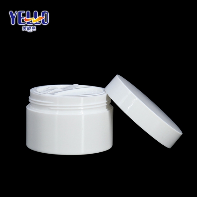 100g White Big Cosmetic Cream Jar Containers Empty , Split Grid Plastic Pots For Cream
