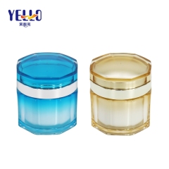Luxury Gold Blue Acrylic Cream Cosmeitc Jars Wholesale , 95g Double Wall Face Cream Empty Container