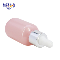 25ml Pink Skincare Cream Serum Cosmetic Bottles With Silver Dropper