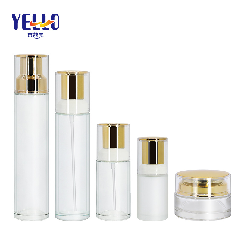 120ml 4oz Empty Frosted Glass Lotion Spray Pump Bottles , Luxury Glass Cosmetic Set