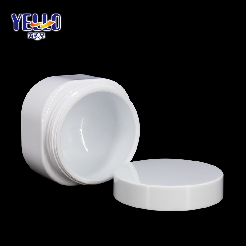 8 Ounce Empty White Plastic Body Scrub Jars With Lids / Refillable Round Containers For Cosmetics