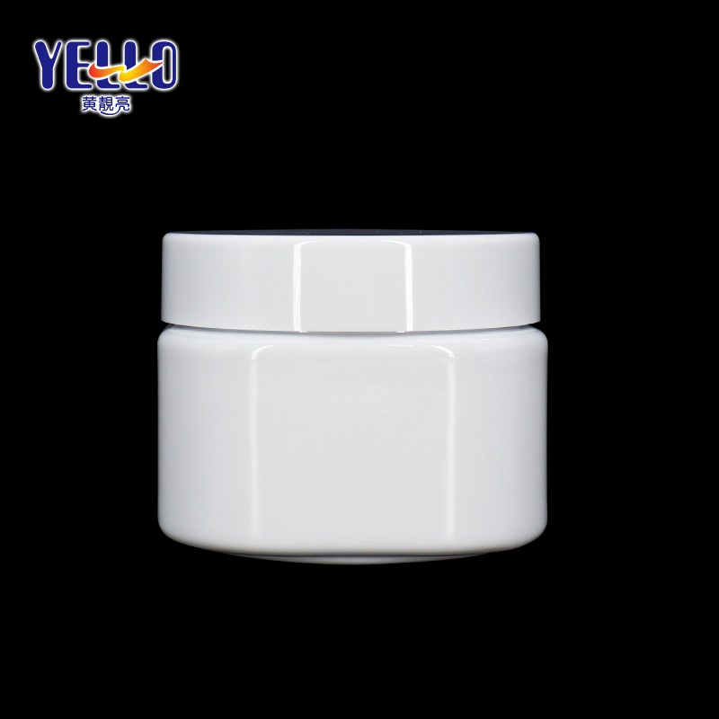 8 Ounce Empty White Plastic Body Scrub Jars With Lids / Refillable Round Containers For Cosmetics