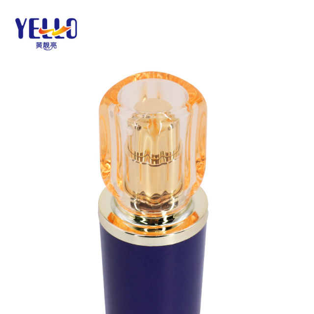 Blue Cosmetic Set Acrylic Lotion Bottles And Cream Jar , Golden Lotion Pump Bottle