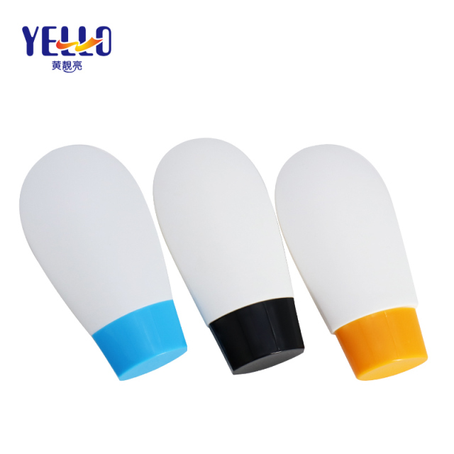 40ml Fan-shaped Eyes Lotion Bottles , White Flat Plastic Squeez Bottle with Nozzle Cap