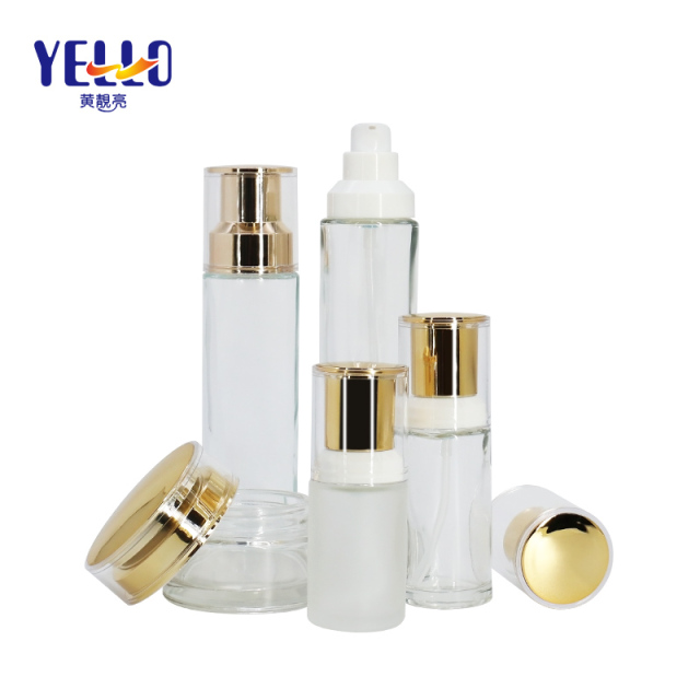 120ml 4oz Empty Frosted Glass Lotion Spray Pump Bottles , Luxury Glass Cosmetic Set