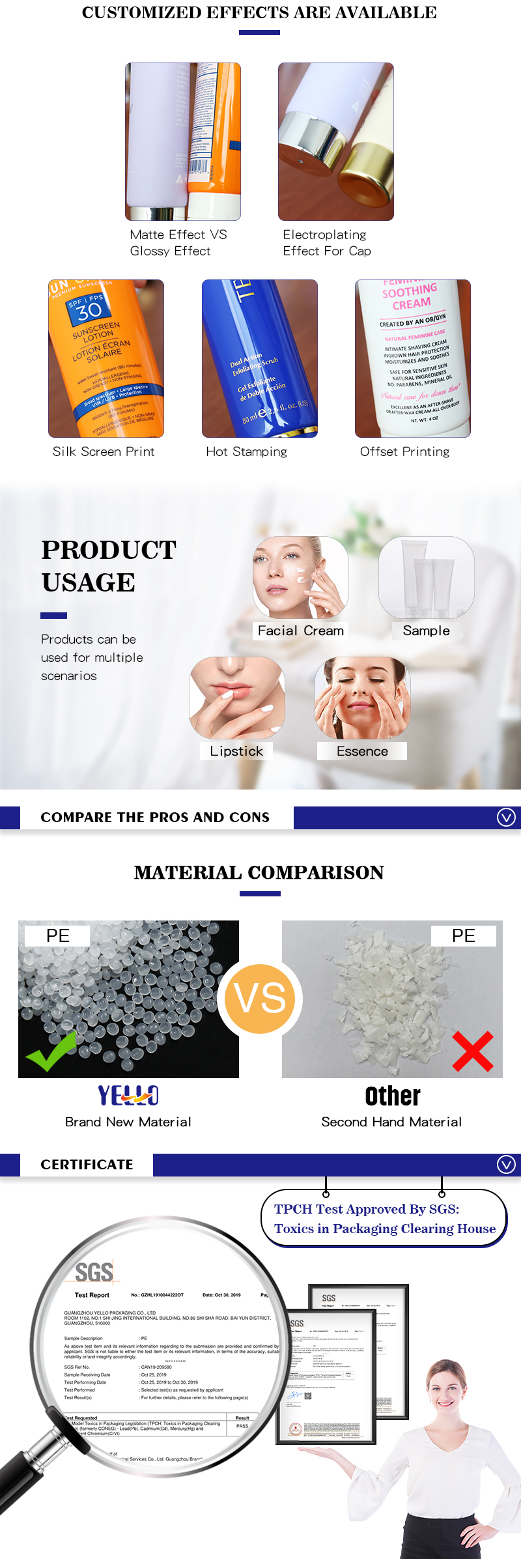 Small Capacity 30g Cosmetic Squeeze Tube / Empty PE Skincare Cream Tubes