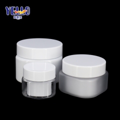 White 1.7 oz 8 oz Cosmetic Jars With Lids , Double Wall Plastic Jar With Spoon