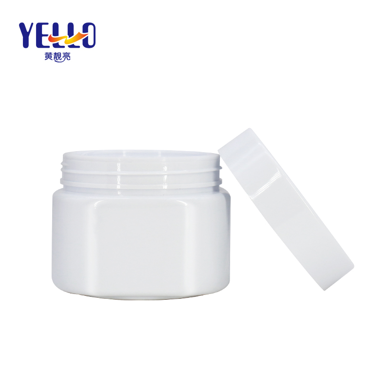 White 1.7 oz 8 oz Cosmetic Jars With Lids , Double Wall Plastic Jar With Spoon