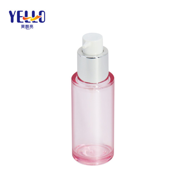 50ml 60ml Clear Pink PLastic PETG Lotion Bottles With Silver Pump
