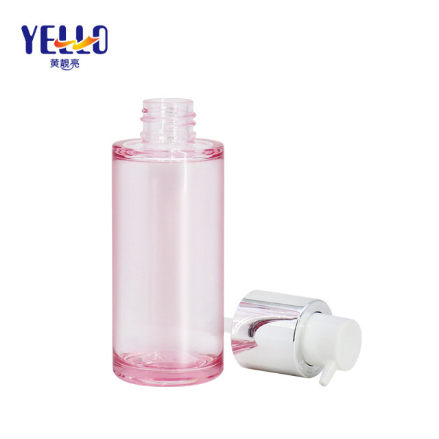 50ml 60ml Clear Pink PLastic PETG Lotion Bottles With Silver Pump