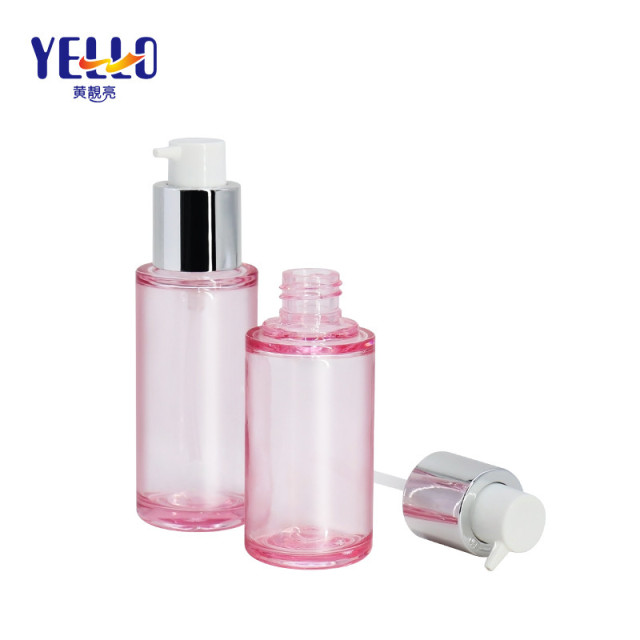50ml 60ml Clear Pink PLastic PETG Lotion Bottles With Silver Pump