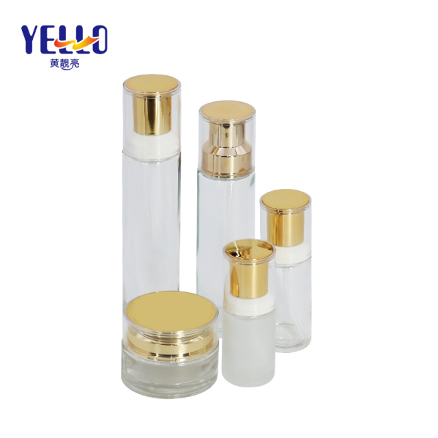 Clear Glass Moisture Cream Storage Jar 50g With Golden Coating Cap