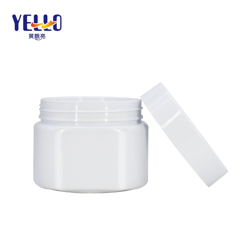8 Ounce Empty White Plastic Body Scrub Jars With Lids / Refillable Round Containers For Cosmetics