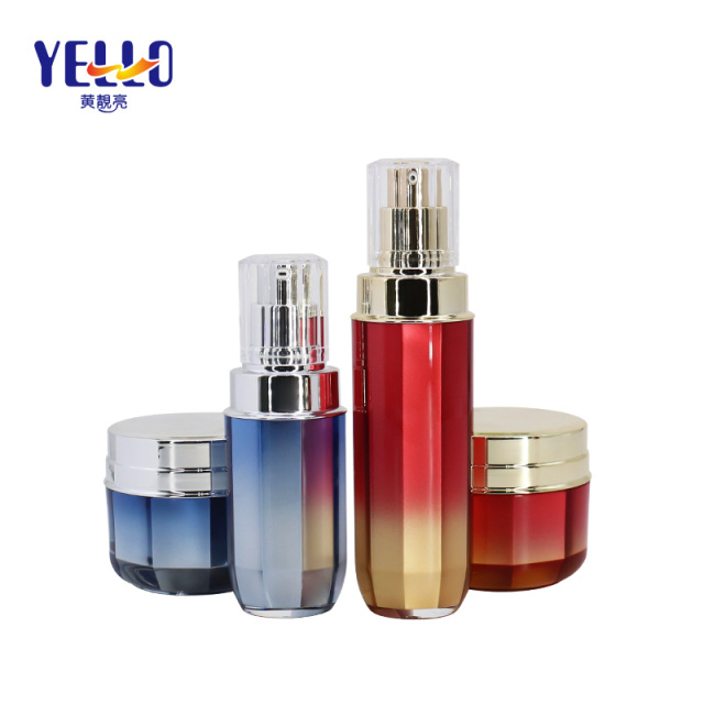 Red Preminum PMMA Empty Plastic Cosmetic Cream Jars And Bottle